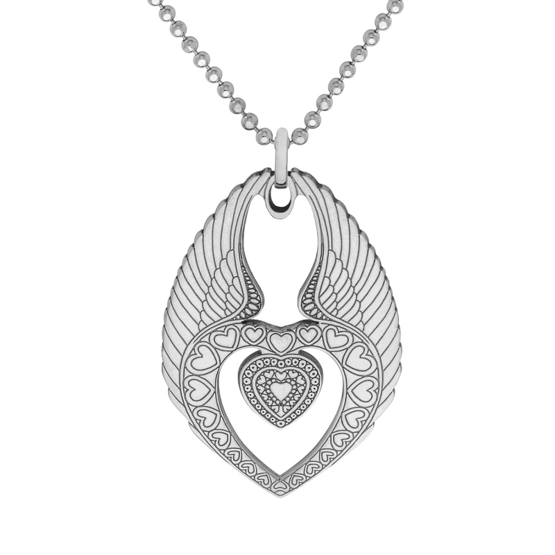 Thumbnail of Small Silver Winged Heart Pendant Necklace image