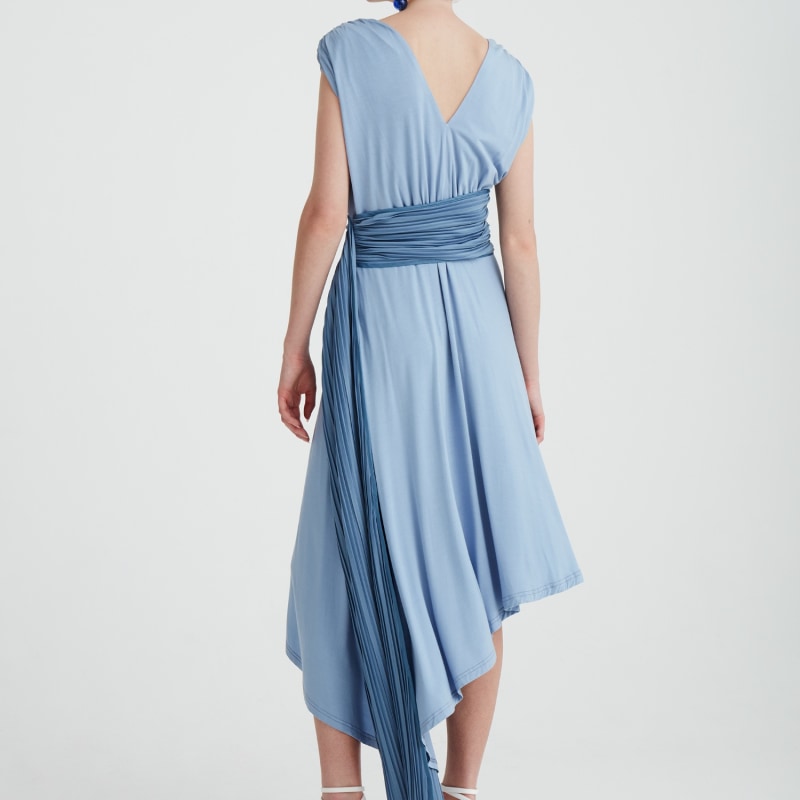 Thumbnail of Midi Asymmetric Drape Dress in Light Blue image