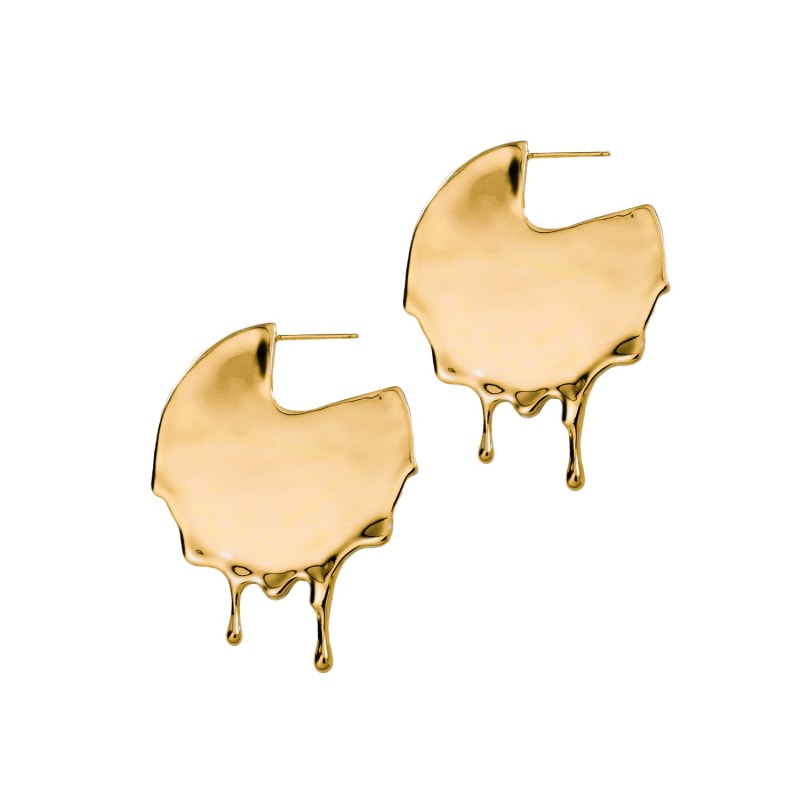 Thumbnail of Dripping Disk Gold Vermeil Earrings image