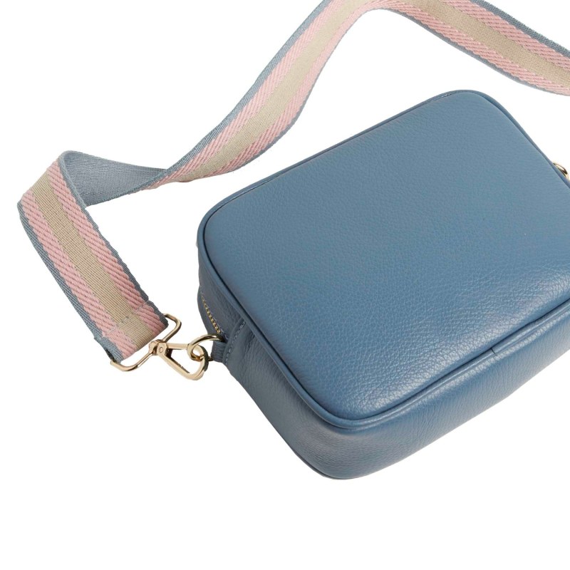 Thumbnail of Verona Crossbody Tassel Bag In Denim With Pastel Strap image