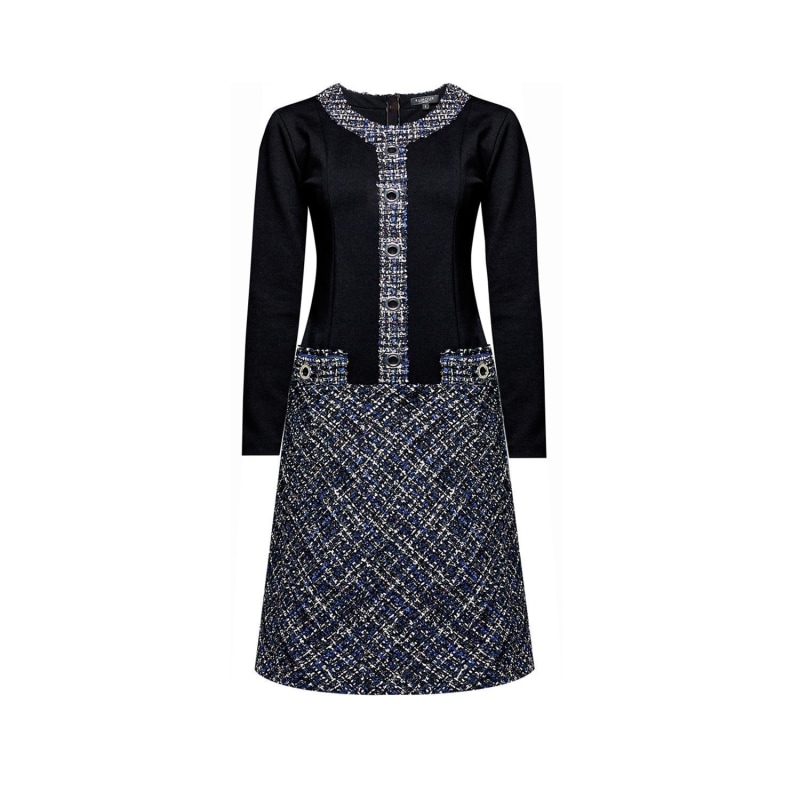 Thumbnail of Beatrice Jersey Dress With Blue Tweed Skirt image