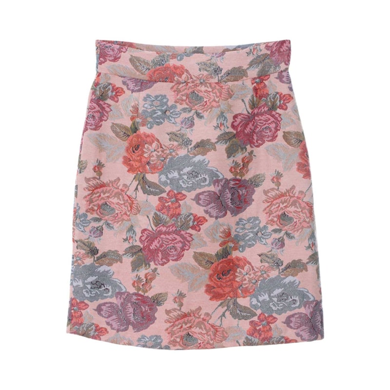 Mini Skirt In Pink Floral Tapestry L2r The Label Wolf Badger