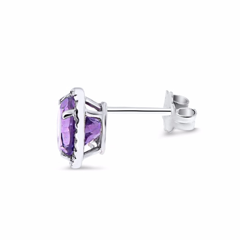 Thumbnail of Amethyst Studs 14k White Gold image