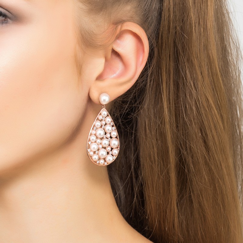 Thumbnail of Pearl Elizabeth Statement Teardrop Earrings Rosegold image