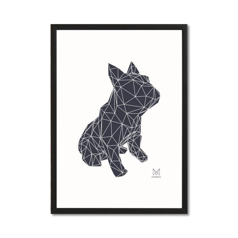 Thumbnail of French Bulldog Geometric Print - Frank Black On White Background image
