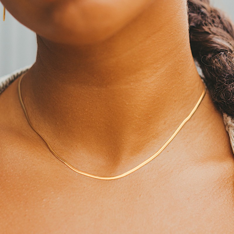 Gold Mini Flat Snake Chain Necklace by Scream Pretty