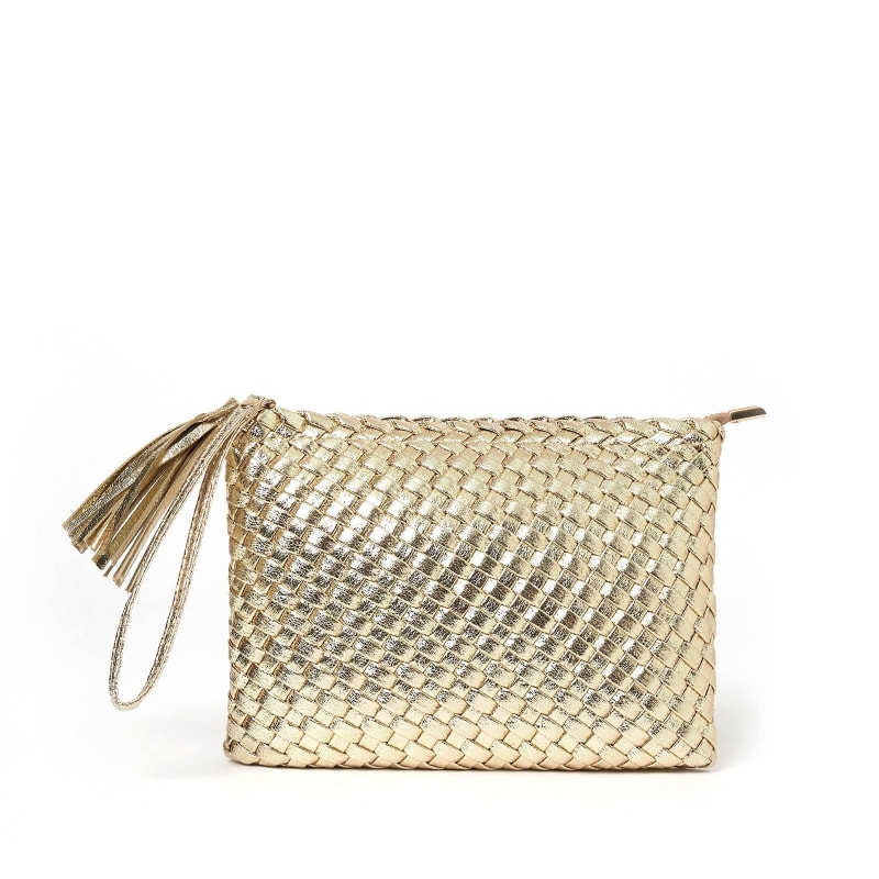 Big gold clutch bag hotsell