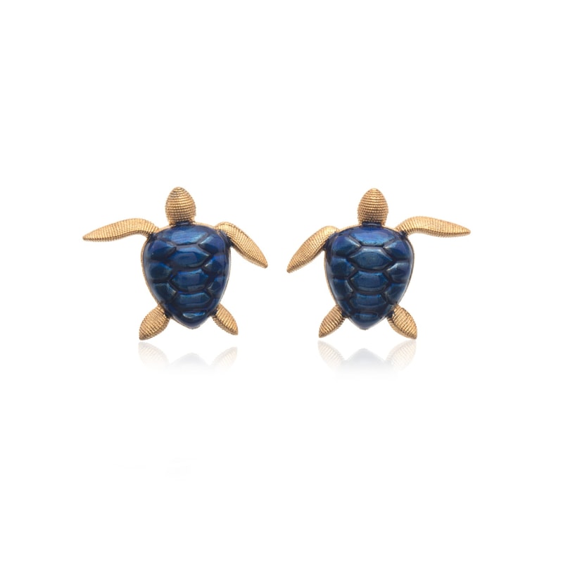 Thumbnail of Navy Blue Sea Turtle Earrings image