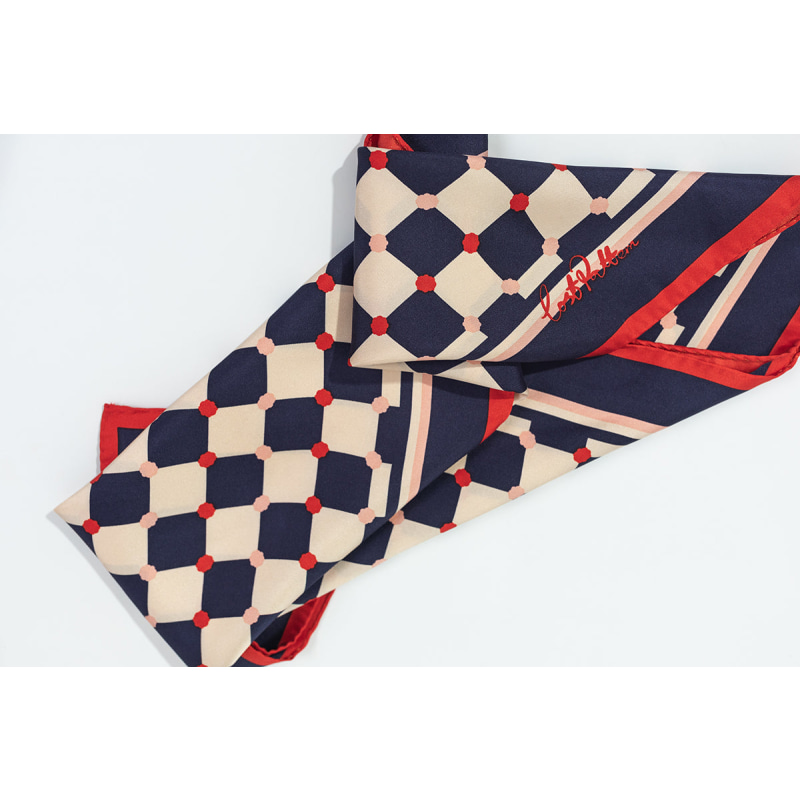 Thumbnail of "Checkerboard" Silk  Bandana - Red White & Blue image