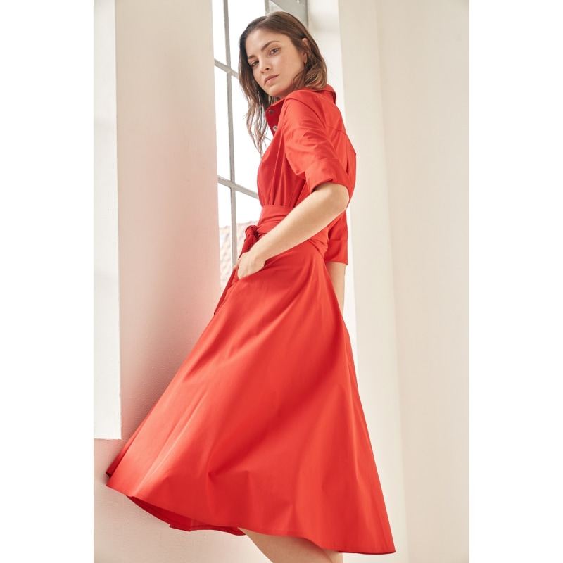 Thumbnail of Shirtdress With Tie Belt Red image