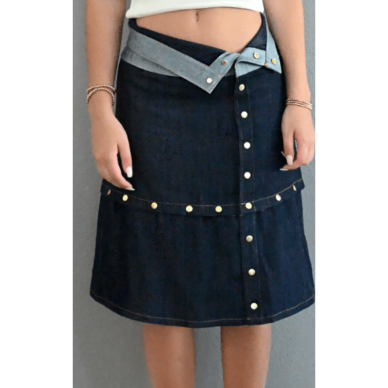 Thumbnail of Gia Antiqued Multi-Length Denim Skirt image