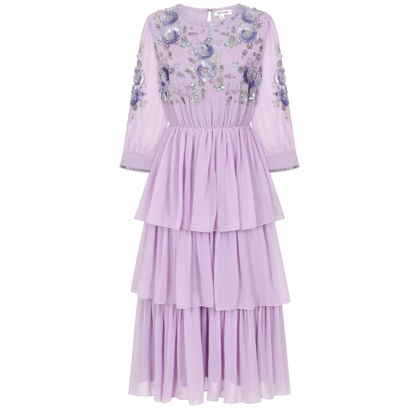 Thumbnail of Yolanda Floral Embellished Midi Dress - Lilac image