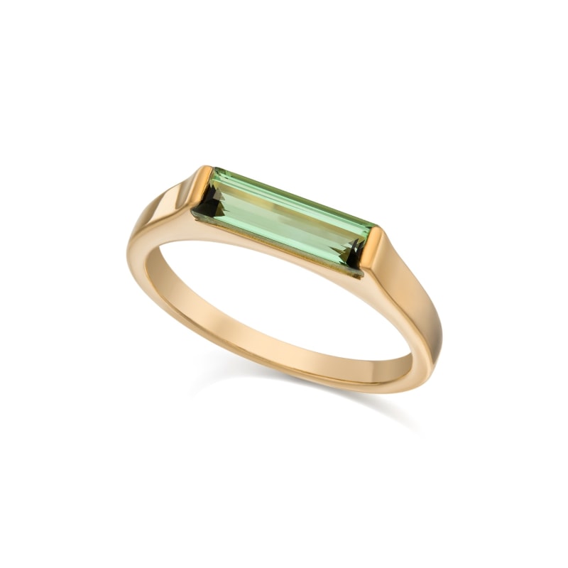 Thumbnail of 14k Gold Plated Slim Stacking Ring - Green Tourmaline image