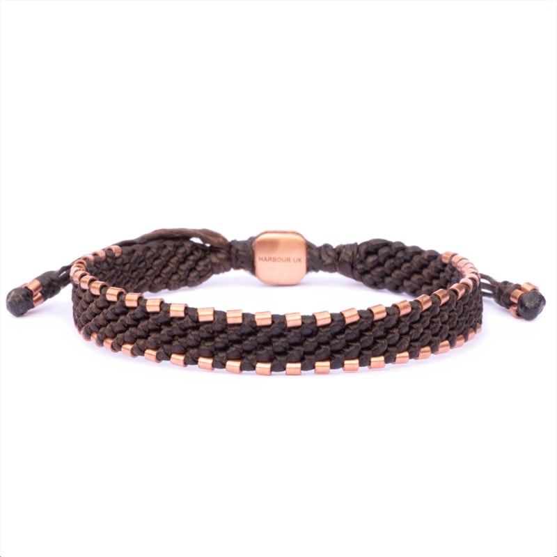 Thumbnail of Brown Cord & Solid Copper Bracelet For Men - Brown image