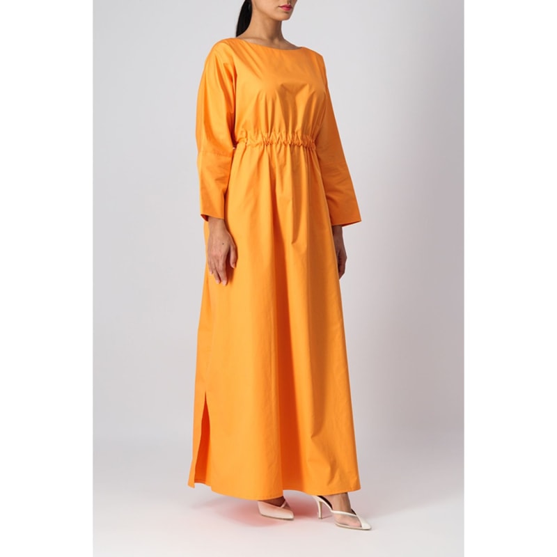 Thumbnail of Boat Neck Cotton Kaftan With Rushed Belted Waistline image