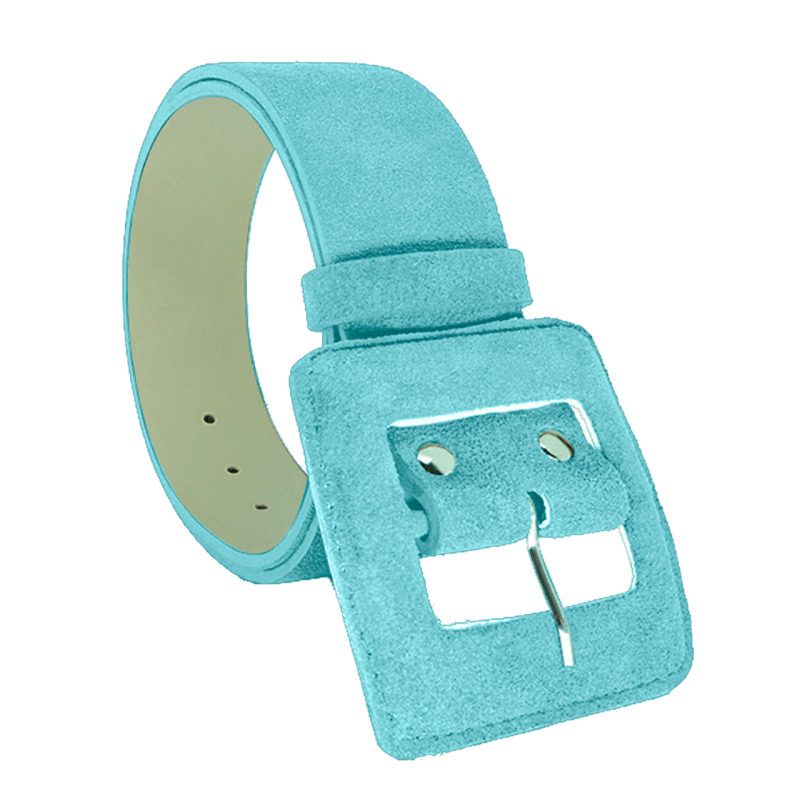 Thumbnail of Suede Square Buckle Belt - Turquoise Blue image