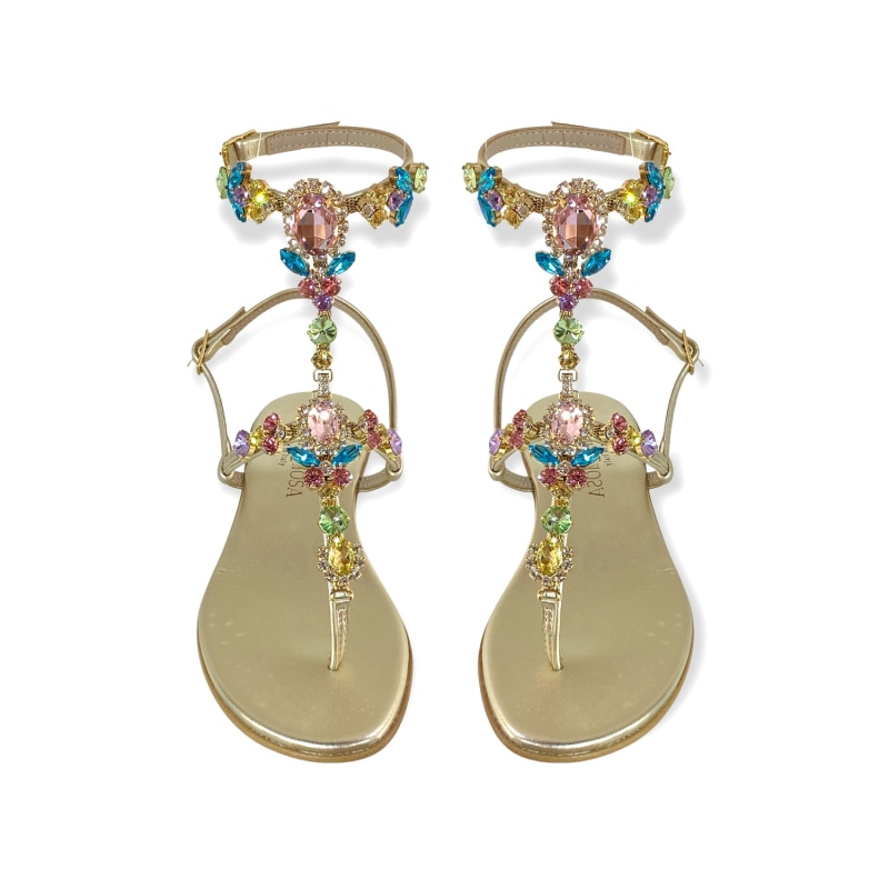 Thumbnail of Lucrezia Flat Sandal With Multicolor Crystals image