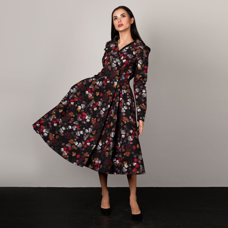 Thumbnail of Women's Long Double Breasted Peacoat - Rose Garden image