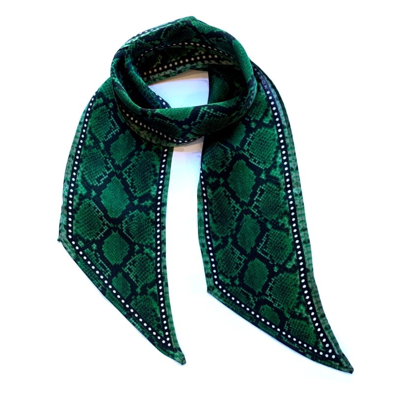 Thumbnail of Snakeskin Silk Neck Scarf Green image