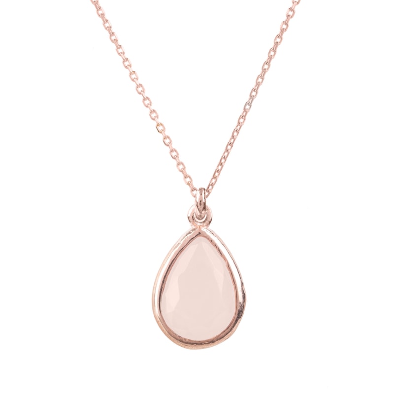 Thumbnail of Pisa Mini Teardrop Necklace Rosegold Rose Quartz image