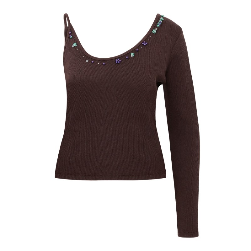 Thumbnail of Brown Shiny Beads Casual Top image