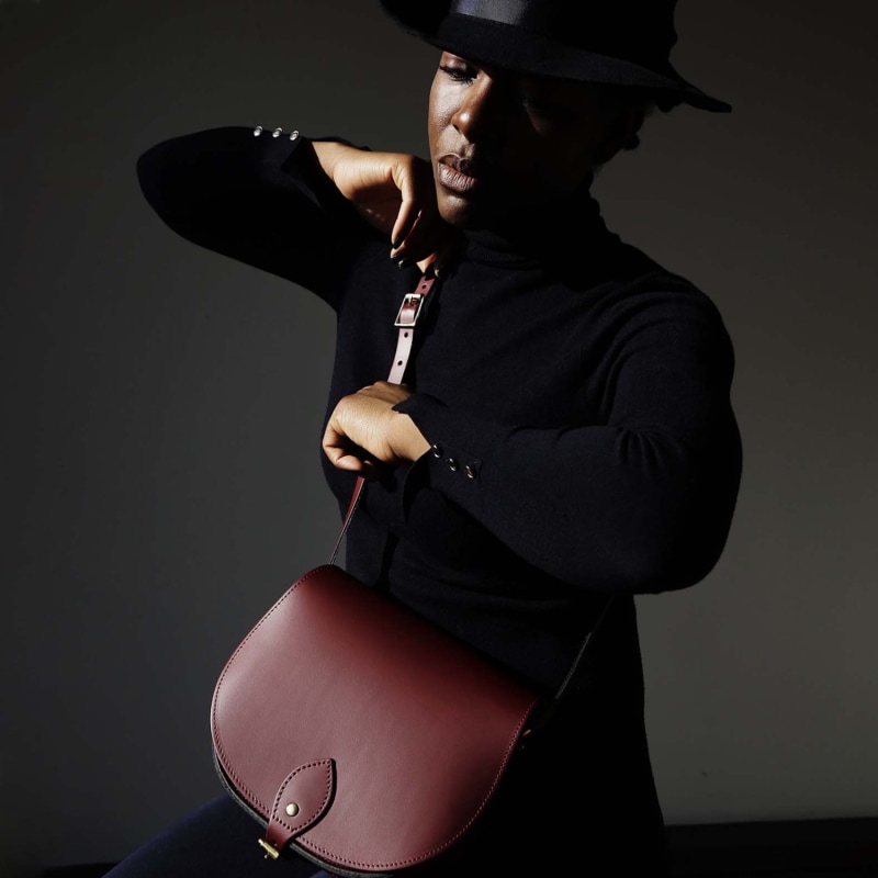 Thumbnail of Oxblood Leather Saddle Bag With Back Pocket image