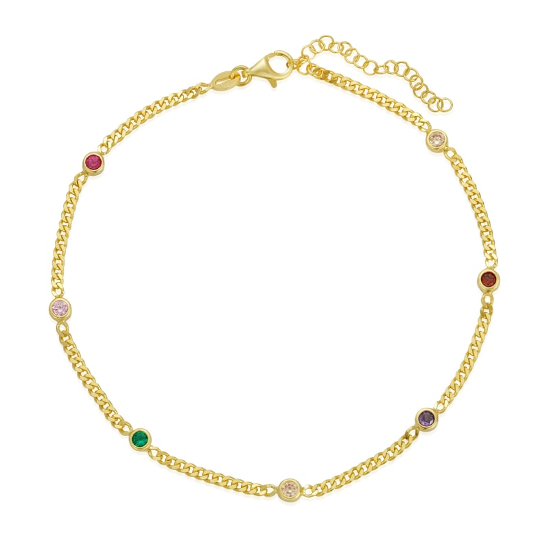 Thumbnail of Rainbow Cz Bezel Cuban Chain Anklet image