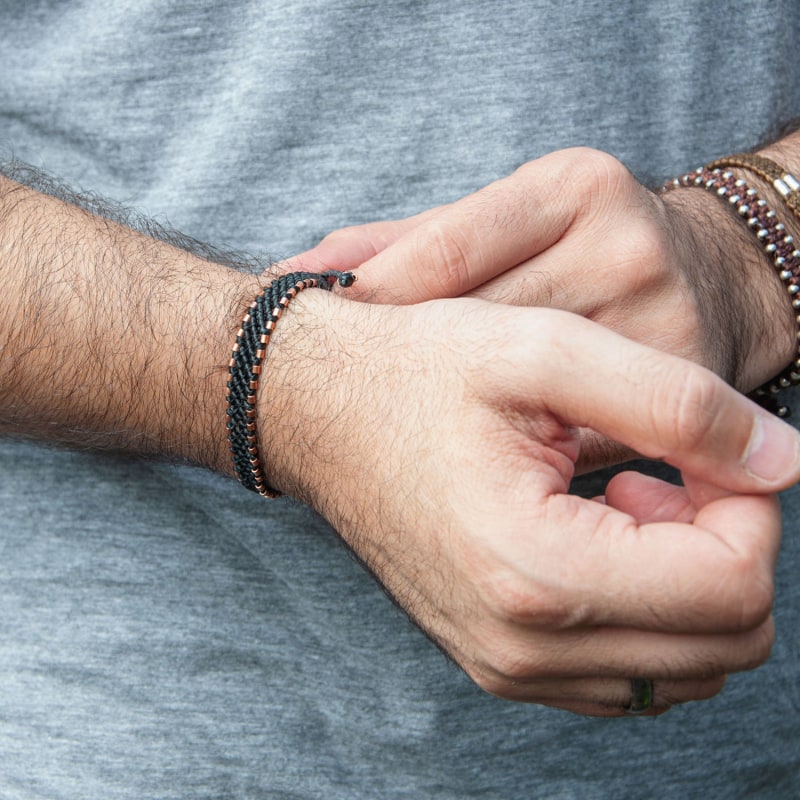 Thumbnail of Solid Copper Bracelet For Mens All Black - Black image