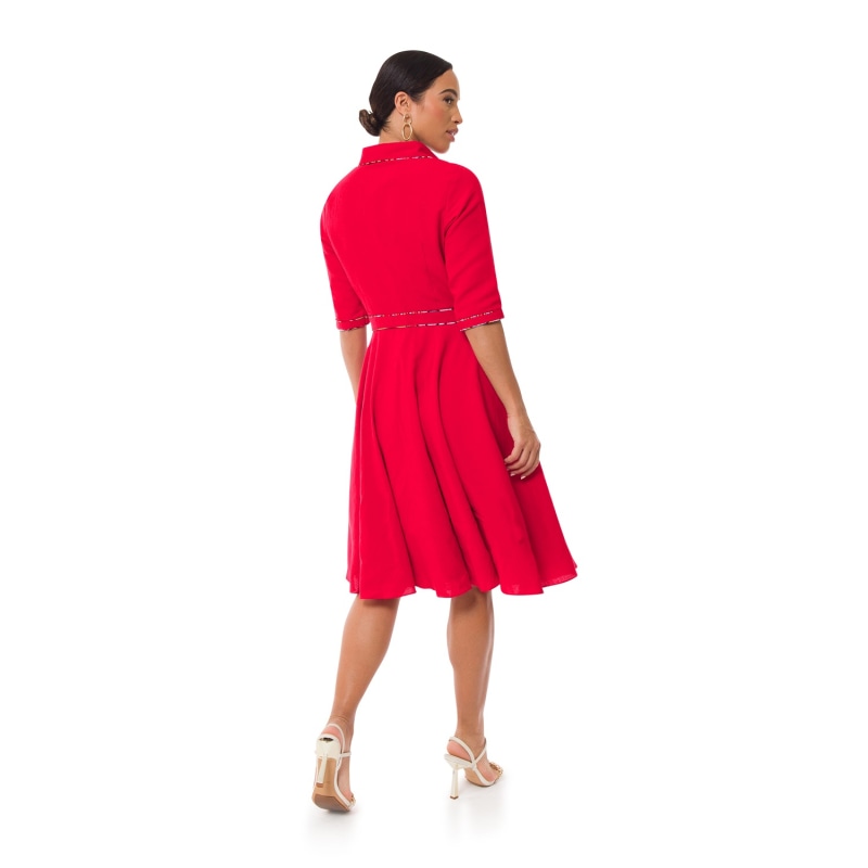 Thumbnail of Effie Midi Linen Dress - Red image