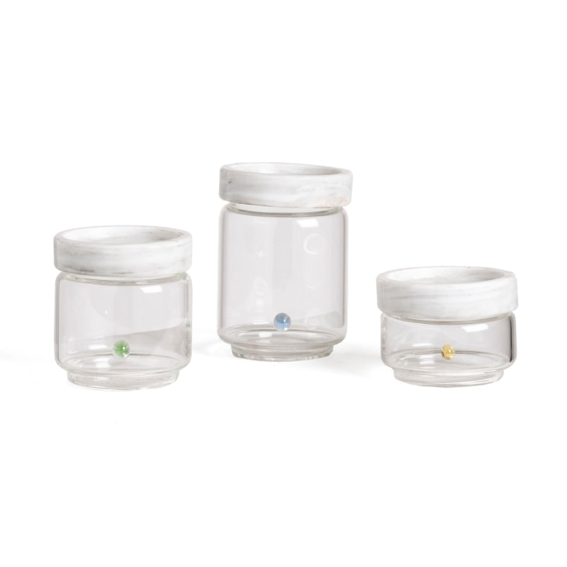 Thumbnail of Stackable Containers Set With White Marble Lid image