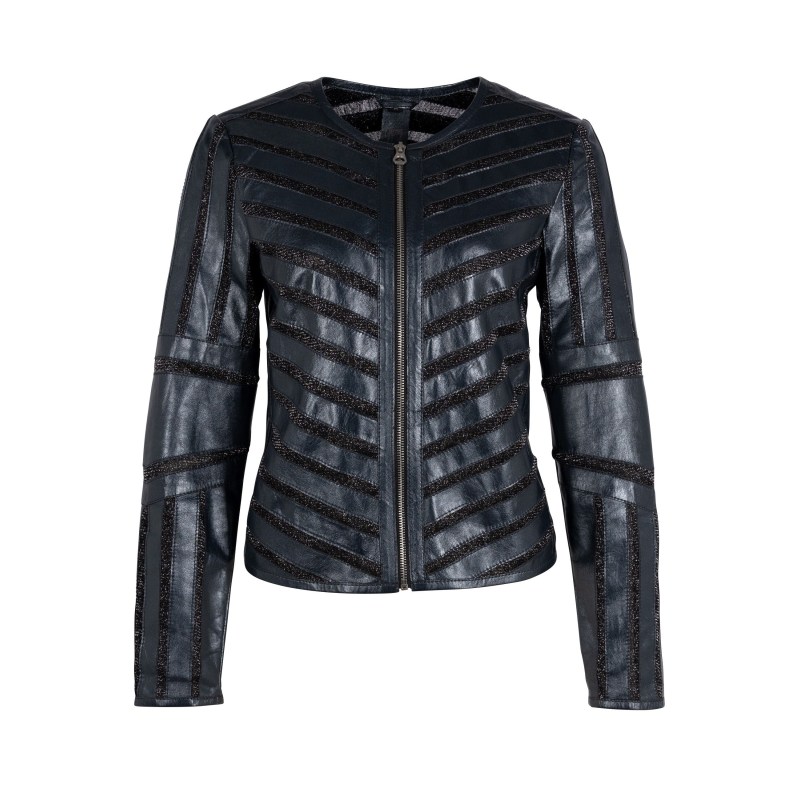 Thumbnail of Yula Rf Leather Jacket, Blue Metallic image