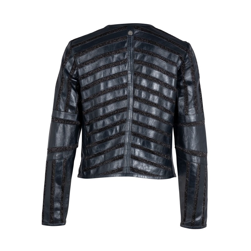 Thumbnail of Yula Rf Leather Jacket, Blue Metallic image