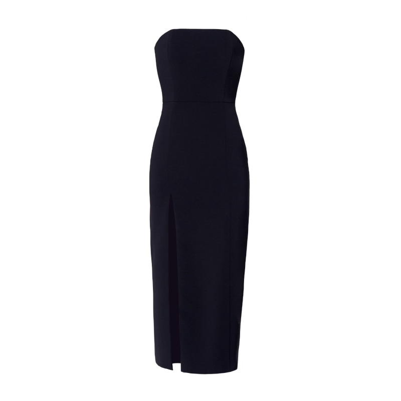 Black strapless dress with slit 2025