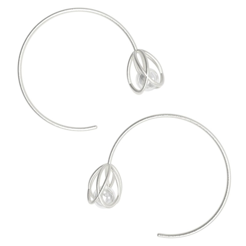 Thumbnail of Flora Open Silver Hoops Clear Quartz Crystal image