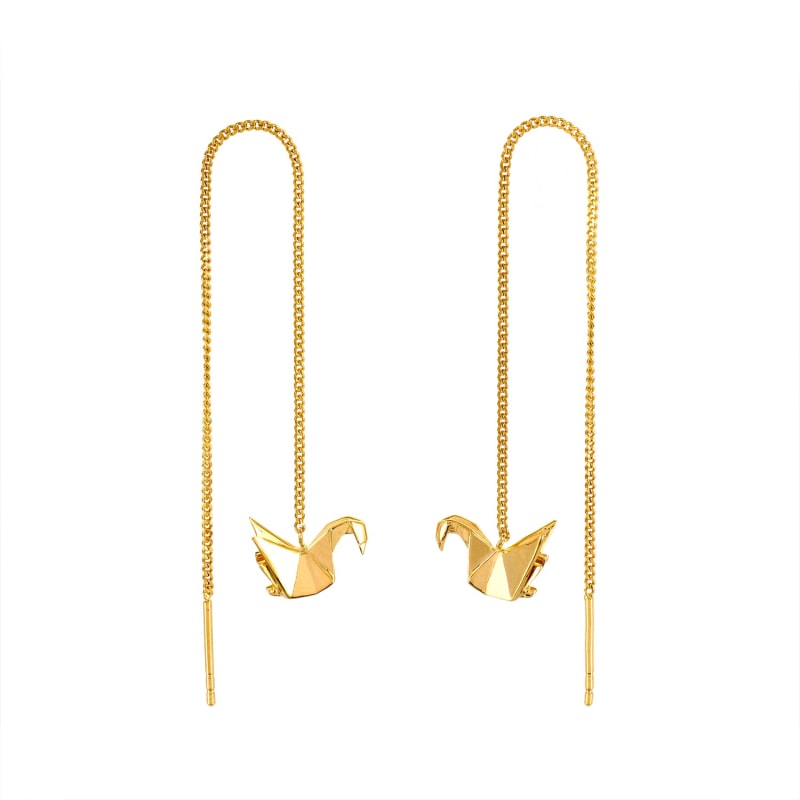 Thumbnail of Swan Gold Chain Earrings image