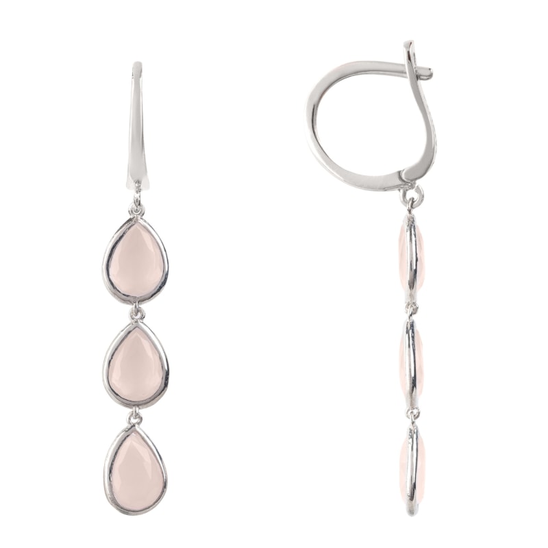 Thumbnail of Sorrento Triple Drop Earrings Silver Rose Quartz image