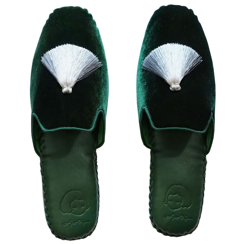 Thumbnail of Men Handmade Velvet Slippers - Green image