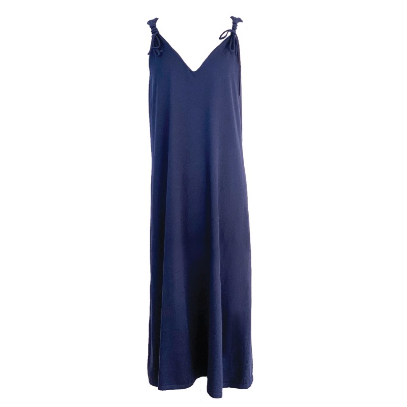 Thumbnail of Cashmere Maxi Slip Dress - Navy Blue image