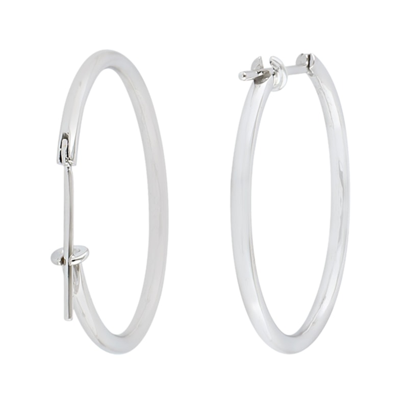 Thumbnail of Solid White Gold Hoop Earrings Handmade image