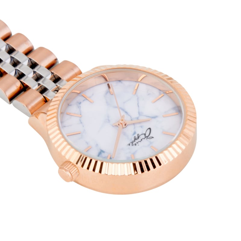 Thumbnail of Annie Apple Callista Marble Silver Rose Gold Link Nurse Fob Watch image