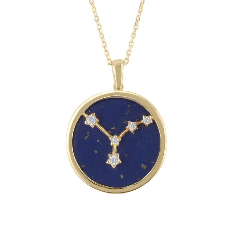 Thumbnail of Zodiac Lapis Lazuli Gemstone Star Constellation Pendant Necklace Gold Cancer image