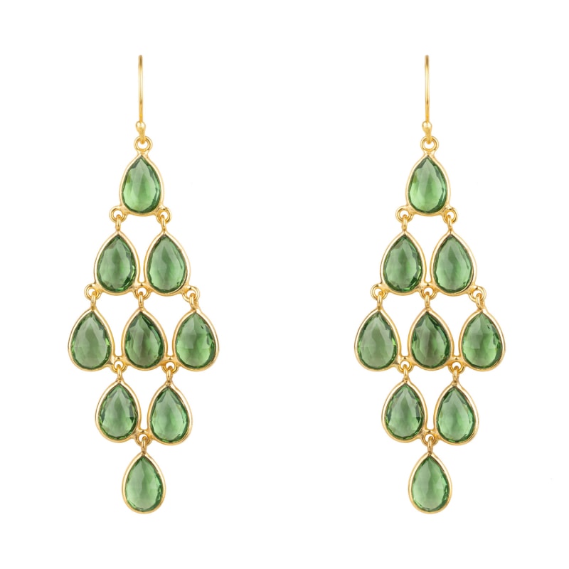 Thumbnail of Erviola Gemstone Cascade Earrings Gold Peridot image