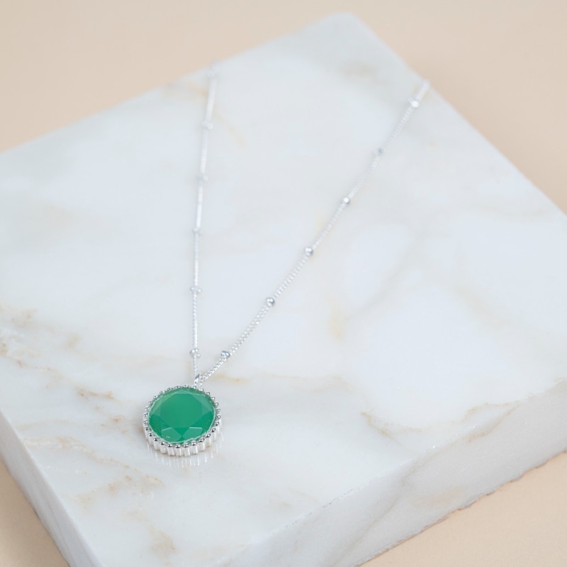 Thumbnail of Barcelona Silver May Birthstone Necklace Chrysoprase image