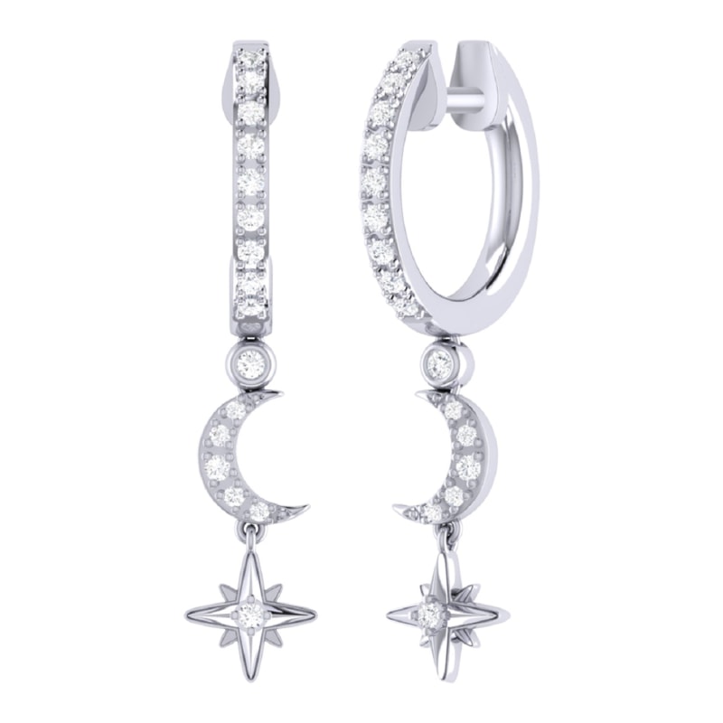 Thumbnail of Starlit Crescent Hoop Earrings In Sterling Silver image