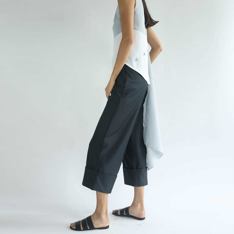 Thumbnail of Rosenburg High Waist Wide Cuff Trousers In Forest Green image