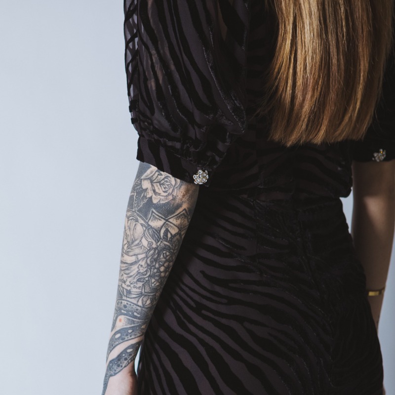 Thumbnail of Joan Short Black Devoré-Velvet Dress image