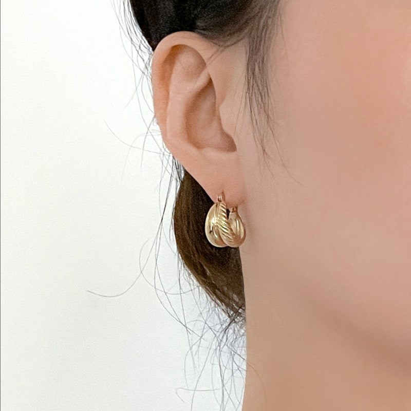 Sterling Silver Gold Plated Wave Double Hoop Stud Earrings B, Orin  Jewelers
