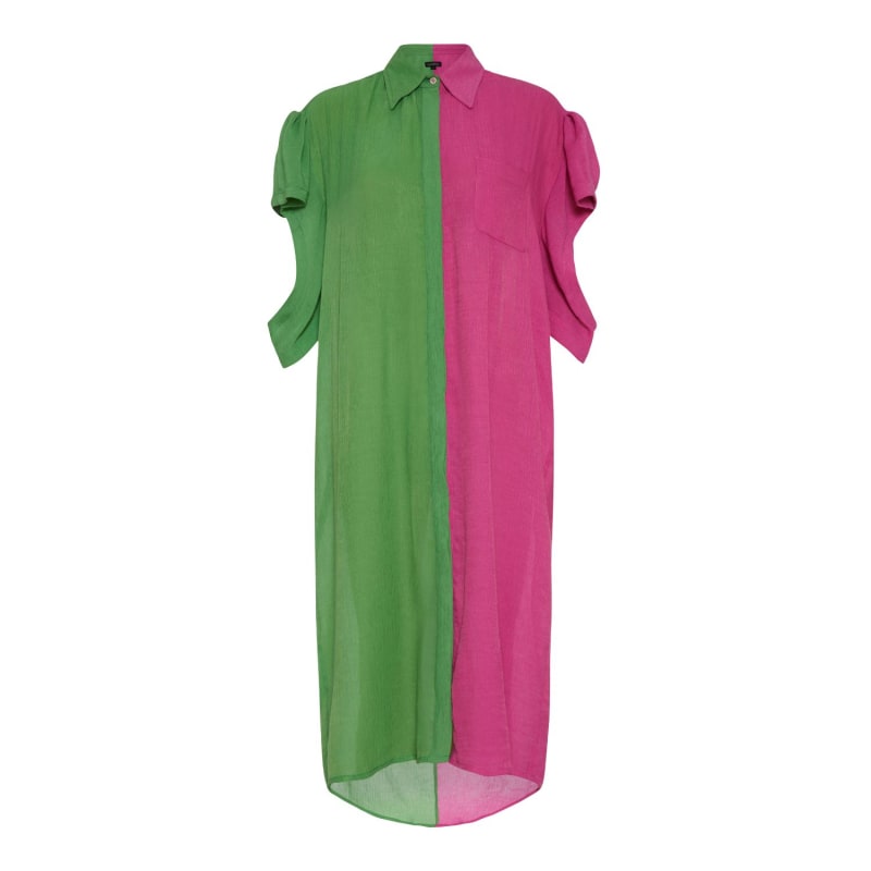 Thumbnail of Zanzibar Shirtdress - Green & Pink image