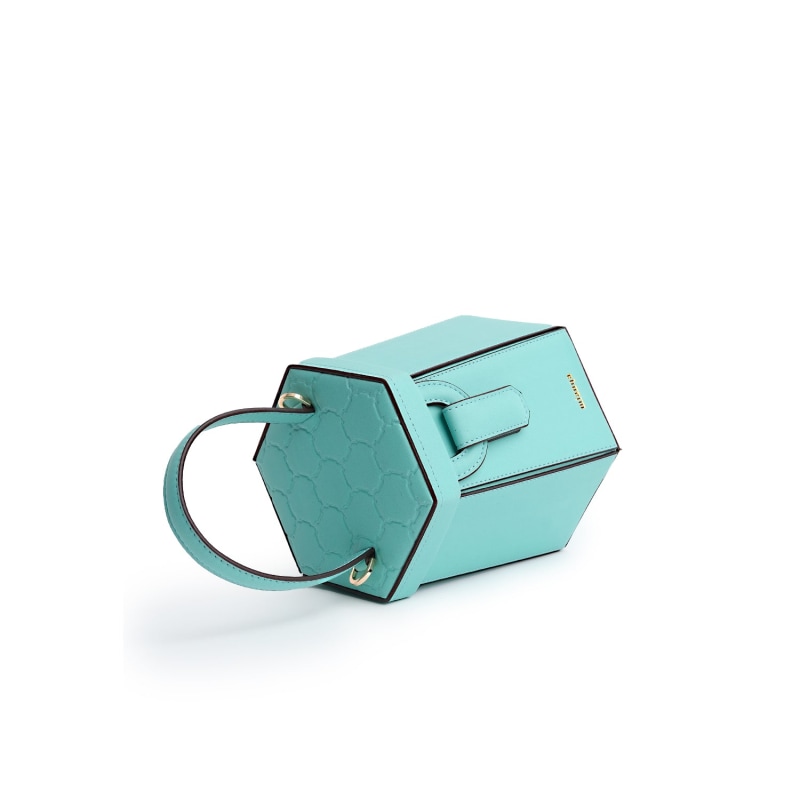 Thumbnail of Vegan Apple Leather Hexagon Crossbody & Shoulder Bag Turquoise image