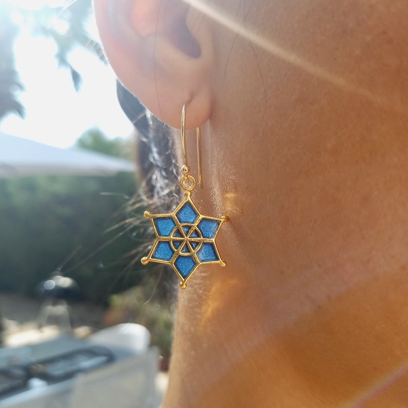 Thumbnail of Meena Star Earrings - Sterling Silver & Indigo Blue Enamel image